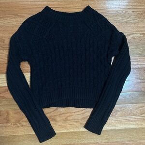Aeropostale Black Crew Neck Cable Knit Sweater